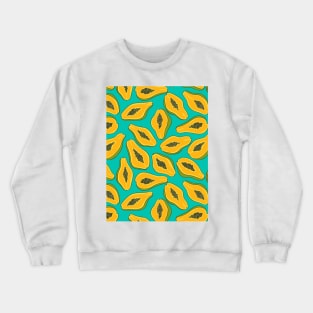 Papaya slices on turquoise Crewneck Sweatshirt